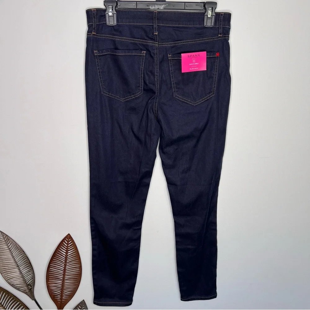 NWT SPANX Slim-X Ankle Jeans Zip Jeggings Midnight Rinse Dark‎ Wash Indigo A28